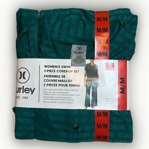 NWT Hurley Women's Green 2-Piece Swim Cover-Up Set sz M